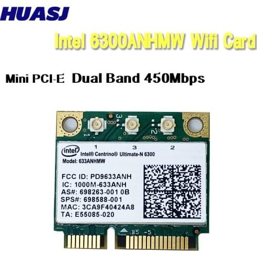 Dual Band 450Mbps Wireless Wifi Hotspot Wifi Intel 6300 633 ANHMW-N 802.11a / g / n Mini PCI-E Wireless Adapter Card for Dell As