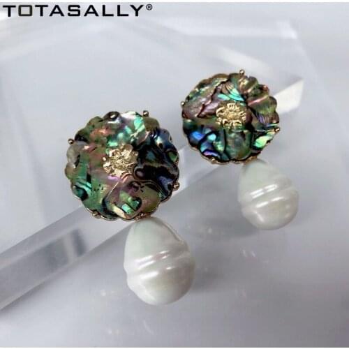 TOTASALLY 2020 Statement Earrings for Women Classic Simulated Pearl Cocktail Earrings Ladies Abalone Shell Earring Gifts Jewelry