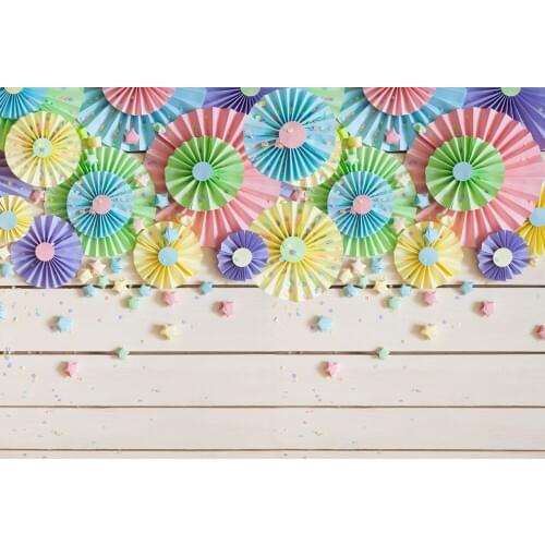 Photography Backdrop Macaron Colorful Paper Fans Banner Event Portrait Photo Studio Background Baby Newborn Women Photo Posters