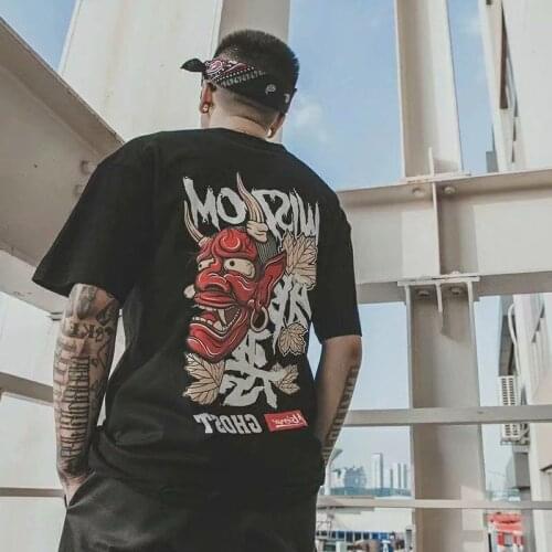 Summer Harajuku Devil T-Shirt Male Funny Japan Style Tshirt Streetwear Men Fashion Hip Hop Loose Half Sleeve Gothic T shirts