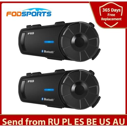 Fodsports 2 pcs FX8 Motorcycle Helmet Intercom 8 Rider 1000m Helmet Bluetooth Headset Group Intercom Moto Intercomunicador FM