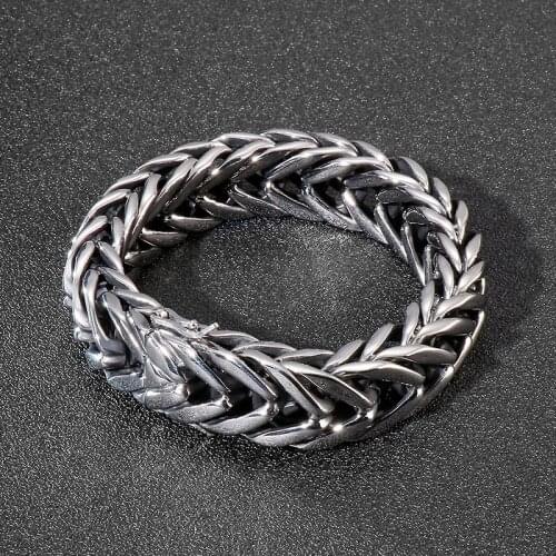 HaoYi Vintage Cuban Curb Fashion New Link Chain Stainless Steel Bracelet Heavy 17MM Wide For Men