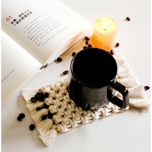 Cotton Braid Coaster Non-slip Heat Insulation Mat Bohemia Macrame Handmade Cup Mat Coffee Cup Cushion Northern Europe Table Mat