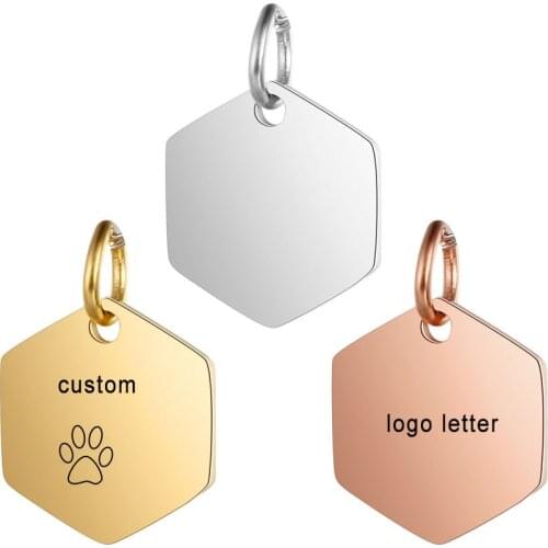 Customized Charms for Jewelry Making Gold Stainless Steel Geometric Pendant Engrave Logo Letter Diy Earring Bracelet Necklace