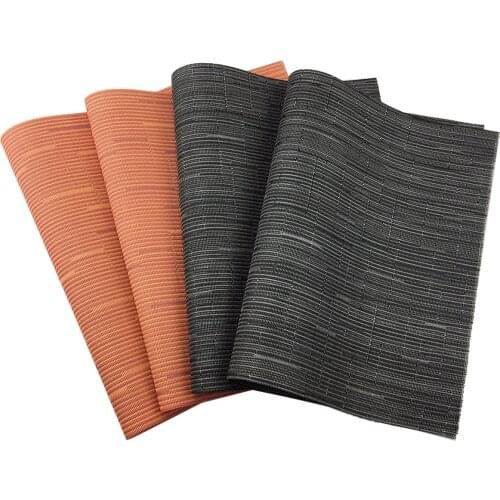 JANKNG 6Pcs Black Washable Table Mats Vinyl PVC Drink Placement Non-Slip Insulation Placemat Dining Room Decor Table Mats