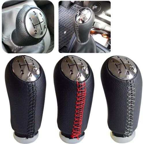 Leather Gloss Matt Cap 5 Speed Car Gear Shift Knob Stick For Renault Megane II 2002-2009