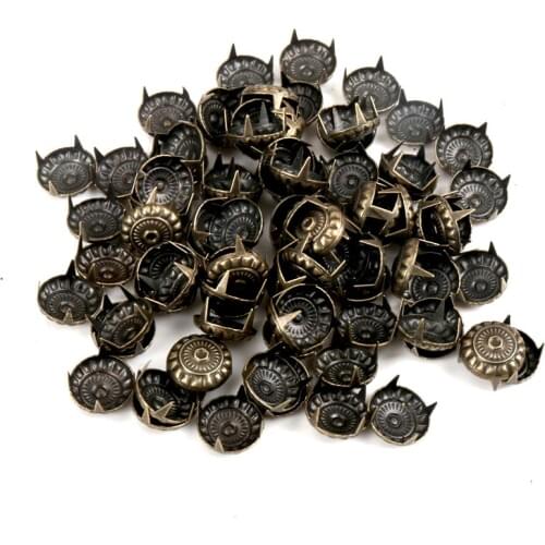 50pcs Mixed Round Metal Bronze Four Fastener Brads Spikes Scrapbooking Embellishment Crafts Pushpin Studs Decoration 11mm