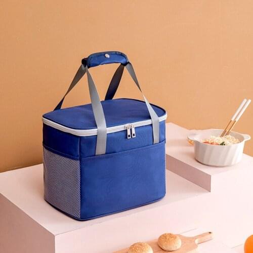 Kitchen Insulated Bento Tote Case Bag Large Capacity Picnic Lunch Bag With Side Pocket Waterproof Leakproof Zipper Closure