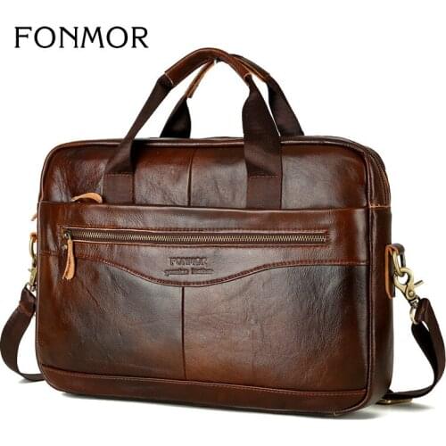 2020 leather mens briefcase Kraft Mens Cross-Back Business Package Mens handbags computer bag leather bag briefcase