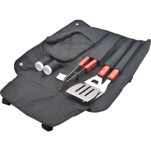 7 Piece BBQ Set in Apron Barbecue Grilling Apron Utensil BBQ Cooking Tool Set