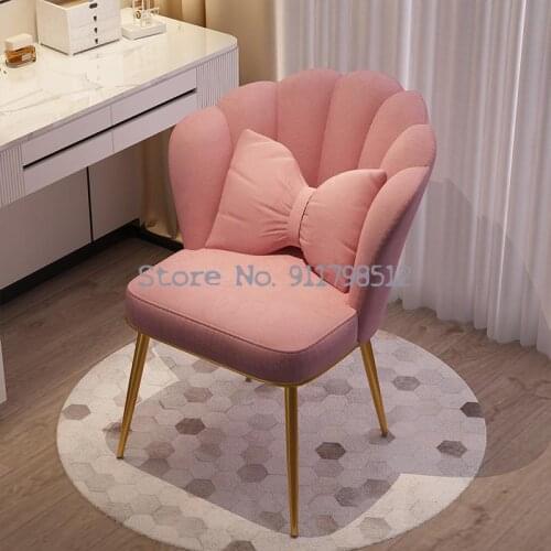 Nordic dining chair stool backrest net red ins makeup chair girls bedroom desk chair dressing stool light luxury nail chair