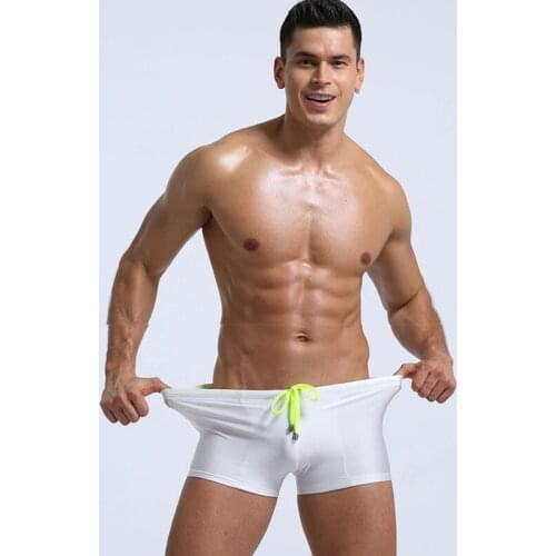 New Mens Swimwear Quick-drying Swimming Pants Solid Bathing Suit Sexy Breathable Swim Trunks Gay Shorts Summer Beachwear 2020