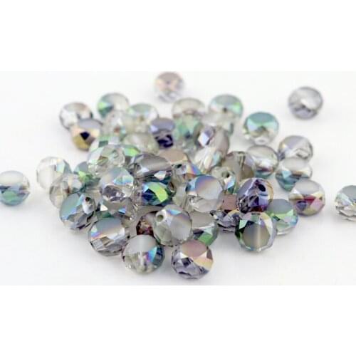 Wholesale 710pcs Fashion Crystal Beads 8mm Flat Round Charm Glass Loose Beads Half Green Purple Plated For Jewelry DIY Making