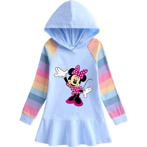Disney Mickey Minnie Autumn Girls Hoodies Children Christmas Dress Long Sleeve Coat Baby Costume Party Sweatshirts Clothing