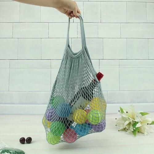 Portable Tote Cotton Reusabl for Fruit Vegetable Bag Cotton Mesh String Organizer Handbag Short Handle Net Shopping Bags