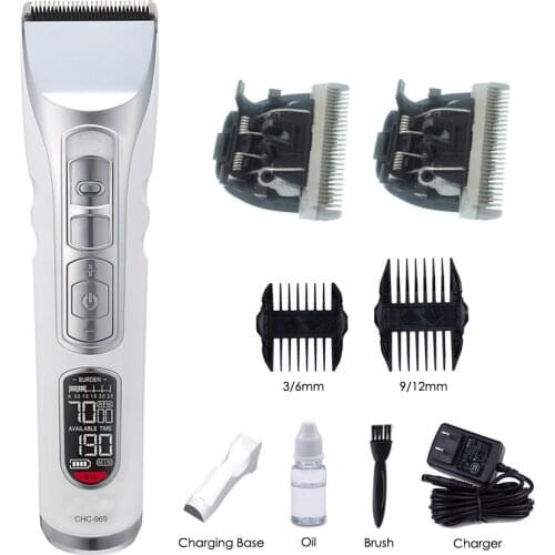 CHC-969 Professional Hair Clipper Titanium Blade Mens Beard Trimmer LCD Display Hair Cutting Machine For Salon Body Trimmer