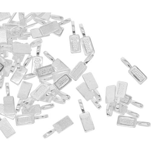 50Pcs Blank Rectangle Bezel DIY Jewelry Making Glue on Earring Bails for Fitting