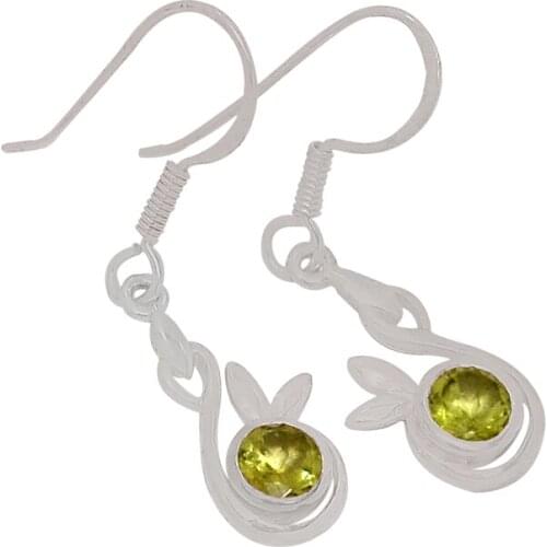 Genuine Peridot Earrings, 100% 925 Sterling Silver, 34mm, 2.6g, ER2198-P, New