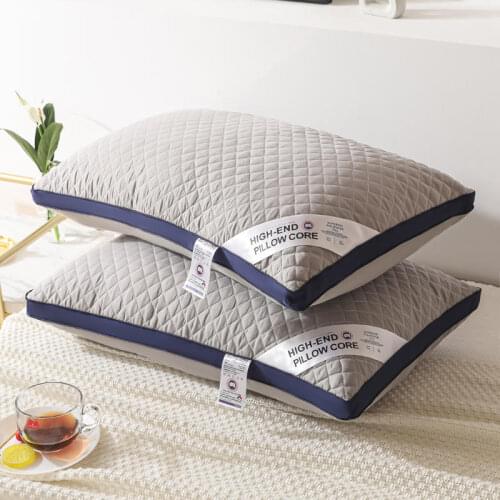 Quilted Three-Dimensional Plaid Cold Gray Wide Side Bedside Sleep Pillow Soft Pillow Core in Home and Travel as Gift for Family