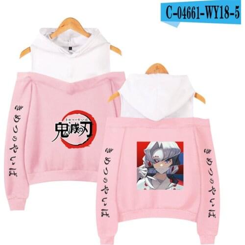 Anime Demon Slayer Kimetsu no Yaiba Hoodie girls Women Off Shoulder Sweatshirts Nezuko Kamado Cosplay Clothes Creative Coats