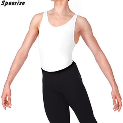 Mens Sleeveless Leotard Gym Suit Ballet Bodysuits Professional Dancewear Gymnastics Clothes For Adults Biketard Nylon Spandex