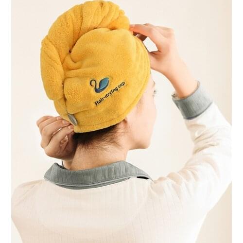 Coral Fleece Absorbent Quick-drying Thickened Towel Household Bathing Long Hair Shower Cap Soft Head Towels Wrap for Woman Girls