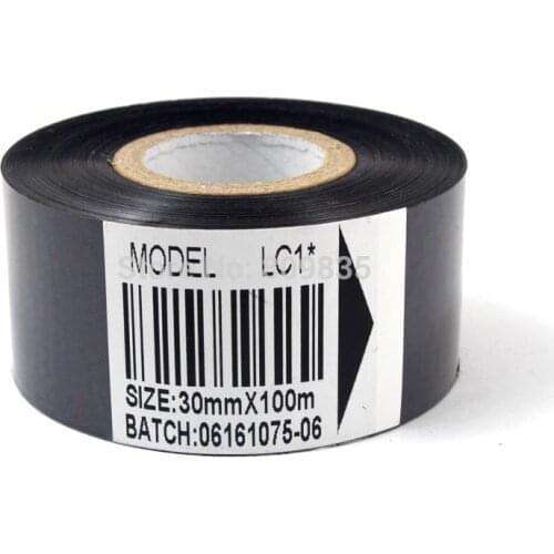 High quality 50PCS/LOT 30*100M Black Ribbon Roll for 241B date coding machine,ribbon coding machine,hot stamping date coder