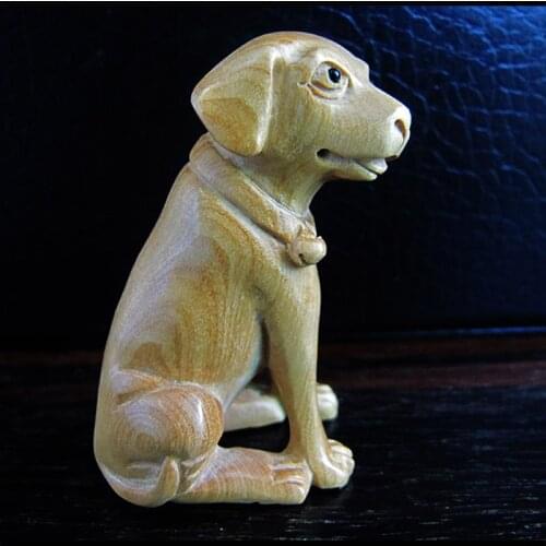 Y3689 - 2 " Hand carved boxwood Netsuke - Lovely Dog