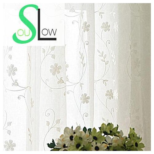 Slow Soul White Living Room Curtain Embroidered Flowers Bedroom Windows Pastoral Floral Curtains Tulle Cortinas For Kitchen