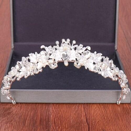 Silver Color Crystal Pearl Crown Wedding Hair Accessories Bridal Crown Tiara For Women Hair Jewelry Wedding Headpiece Diadem