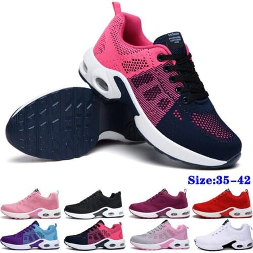 Women Running Shoes Air Cushion 4cm Height-Increase Sports Sneakers Lightweight Breathable Mesh Female Walking Lace Up Shoes