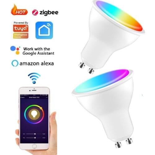 ZigBee 3.0 Smart GU10 LED RGB Light Bulb Spotlight For Tuya Smart Life APP 4W RGBCW Voice Control Work With Alexa Google Home