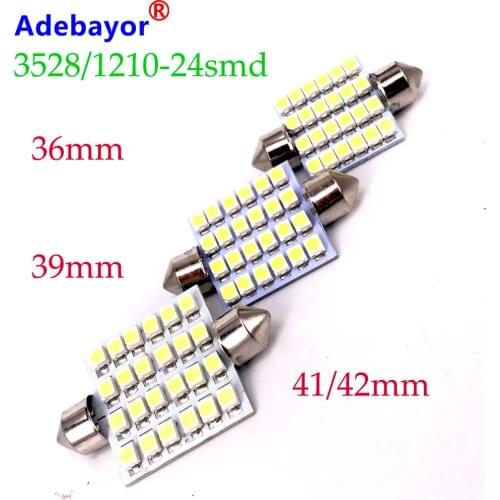 100pcs White 36mm 39mm 41mm Festoon 24 LED C5W Auto Interior Dome Door Light Lamp Bulb Car Pathway lighting 12V Work Lamp
