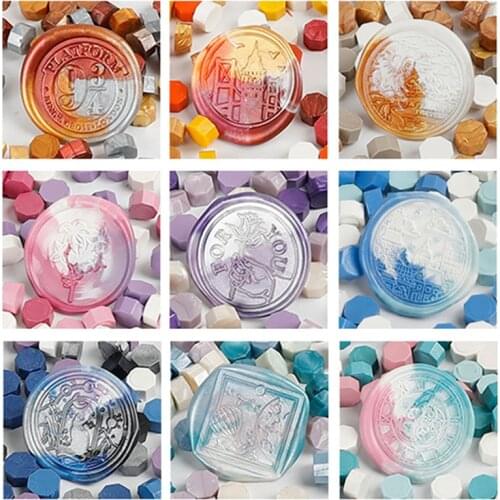 100pcs Retro Pearl Multicolor Wax Octagon Seal Beans Stamp for Vintage Craft Envelope Wedding Party Gift Ancient Decor Card Tool