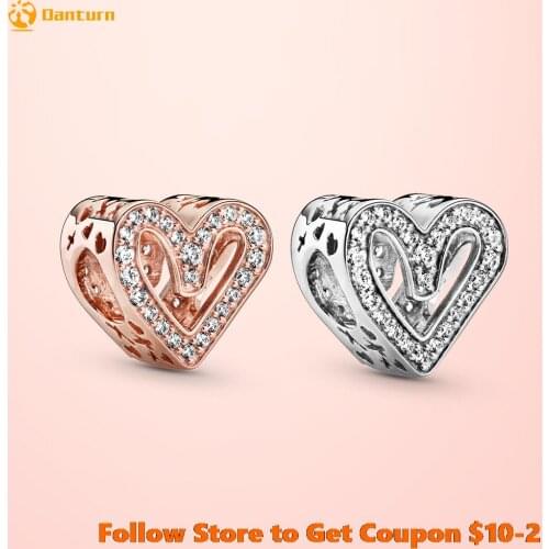 2020 Valentines Day S925 Sterling Silver Beads Sparkling Freehand Heart Charm fit Original Pandora Bracelets Women DIY Jewelry