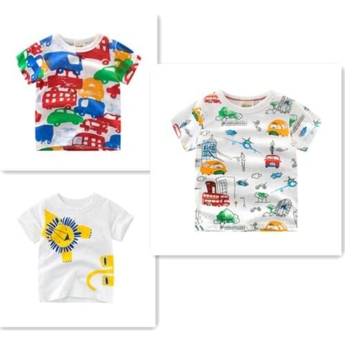 3pcs/lot 2-10 years short-sleeved T-shirt Classic White color for summer children kids cartoon print
