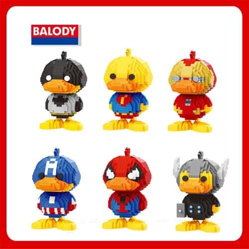 Balody 18132-18137 Brick Toys Famous Anime Character Duckbilman American Comic Characters Building Micro Mini 3D Blocks Toys