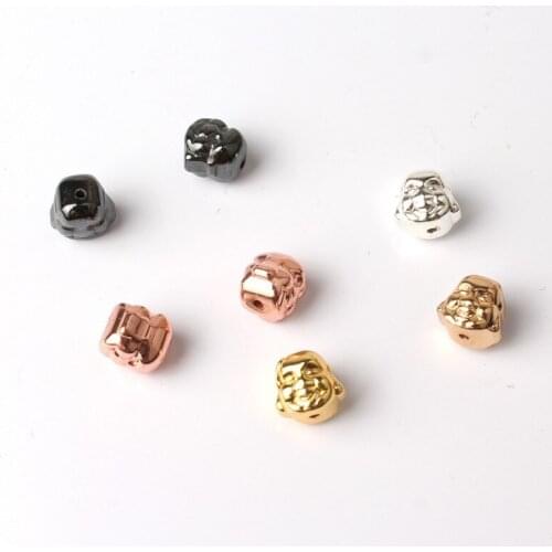 8x8x7mm Natural 10pcs Tibetan Rose Gold Silver Color Hematite Buddha Head Spacer Loose Beads for Fashion Accessories Making