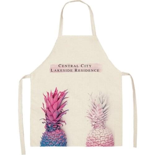 Pineapple Aprons Cotton Linen Women Adult Kids Sleeveless Apron Easy Cleaning Home Kitchen Cooking Pinafore