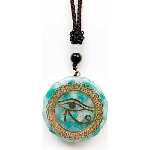 Horus Eyes All-Seeing Eyes Orgonite Energy Pendant Orgone Amazonite Necklaces