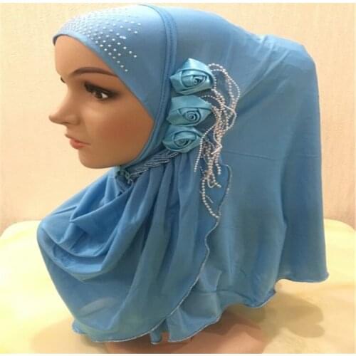 Crystal arab woman hijab floral muslim Amira hijab for lady ice silk wraps outdoor cloth accessories