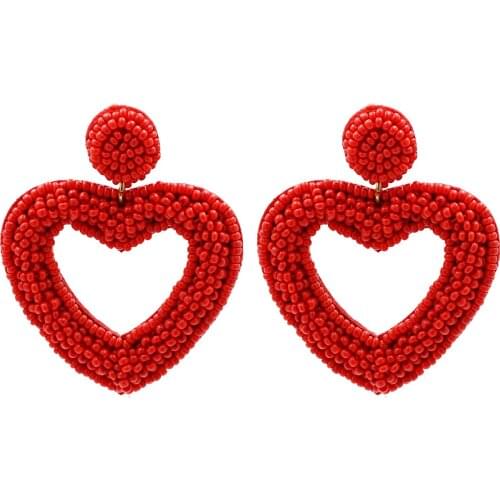 HYSECMAO 2020 Bohemian Handmade Beads Drop Earrings for Women Vintage Wedding Colorful Heart Pendant Earrings Statement Jewelry