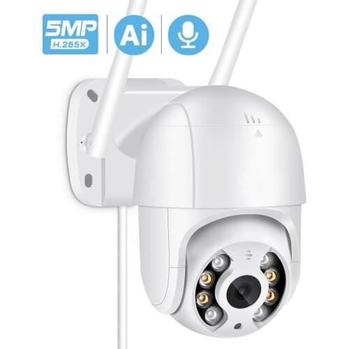 5MP PTZ Wifi Camera IP Outdoor Auto Tracking Ai Human Detection H.265 Wireless Camera 4X Digital Zoom ONVIF Audio CCTV IP Camera