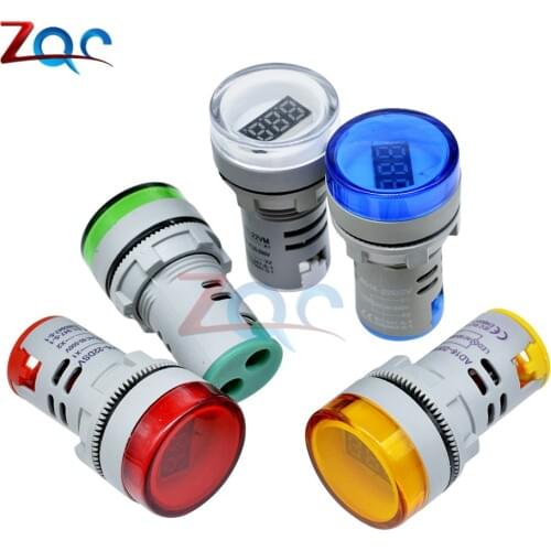 22mm LED Digital Display Gauge Volt Voltage Meter Indicator Signal Lamp Voltmeter Lights Tester Combo Measuring Range 60-500V AC
