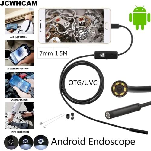 JCWHCAM 1.5M USB Android Endoscope Camera 7mm Len Flexible Snake USB Pipe Portable Inspection Micro USB Borescope Camera 2/5M