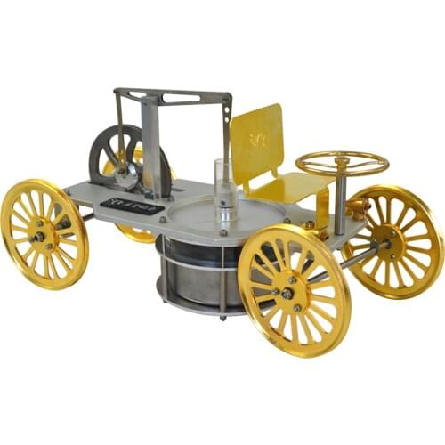 Hot Boiling Water Powered Low Temperature Cryogenic Stirling Engine 4 Wheels Car Model Vehicle Toy Building Kit Education Physic