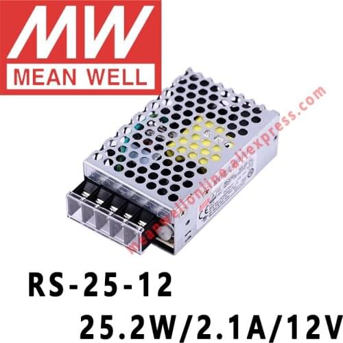 Mean Well RS-25-12 AC/DC 25.2W/2.1A/12V Single Output Switching Power Supply meanwell online store