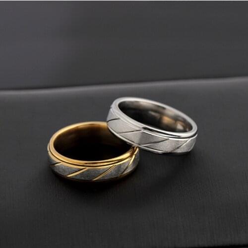 Stainless Steel Simple And Romantic Couple Rings Gold Wave Charms Wedding Engagement Ring For Women Men Jewelry Gift