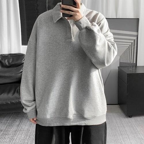 Men Clothing 2021 New Spring Mens Large Size Loose T-shirt Tops Literary Fan Mens Solid Color Long-sleeved T-shirt