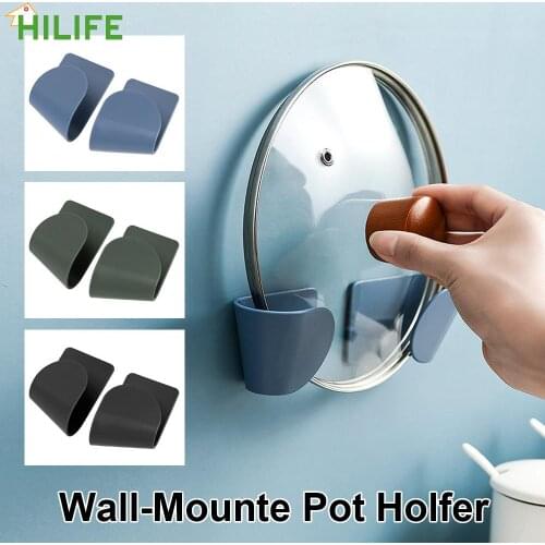 Wall-Mounted Storage Rack Cooking Tools Holder Stand Pot Lid Holder Hanging Holder Plastic 1 Pair Kitchen Organizer